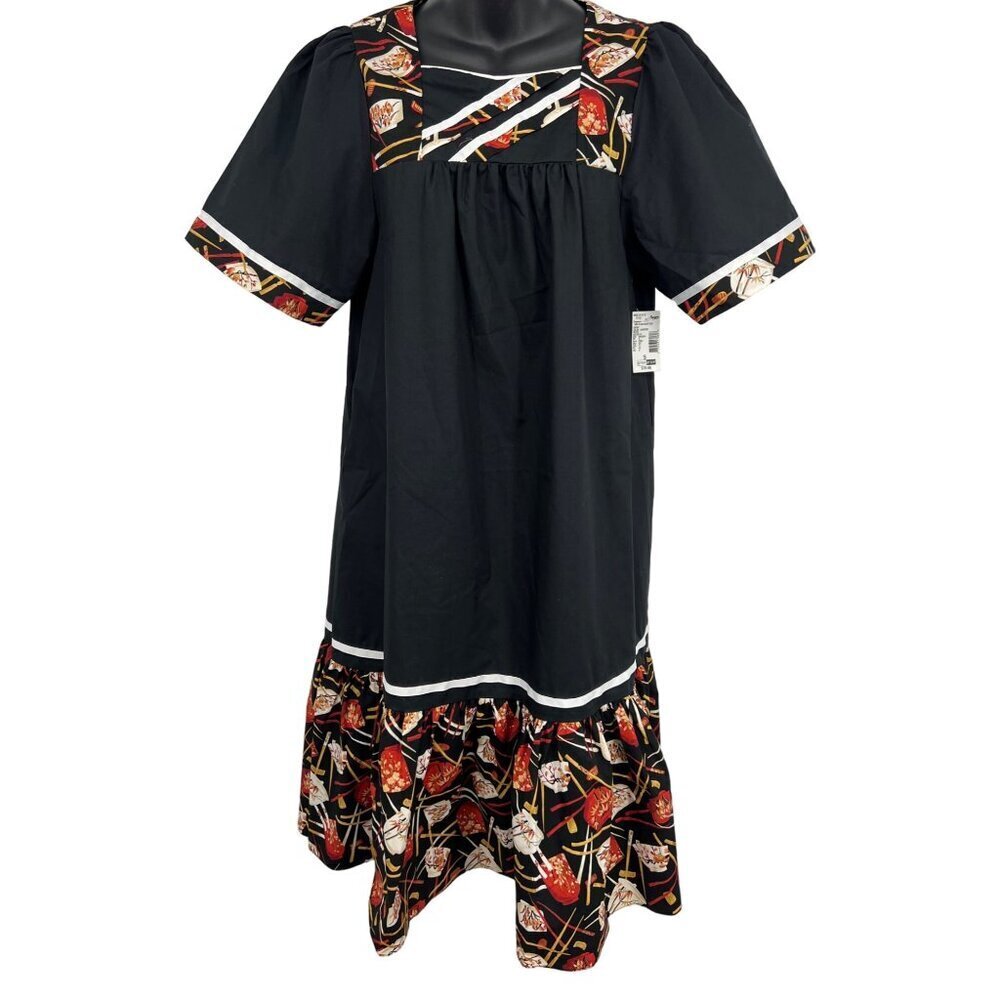 Good Times Black Muumuu Size Small S Aloha Ruffle Women Black Nwt New